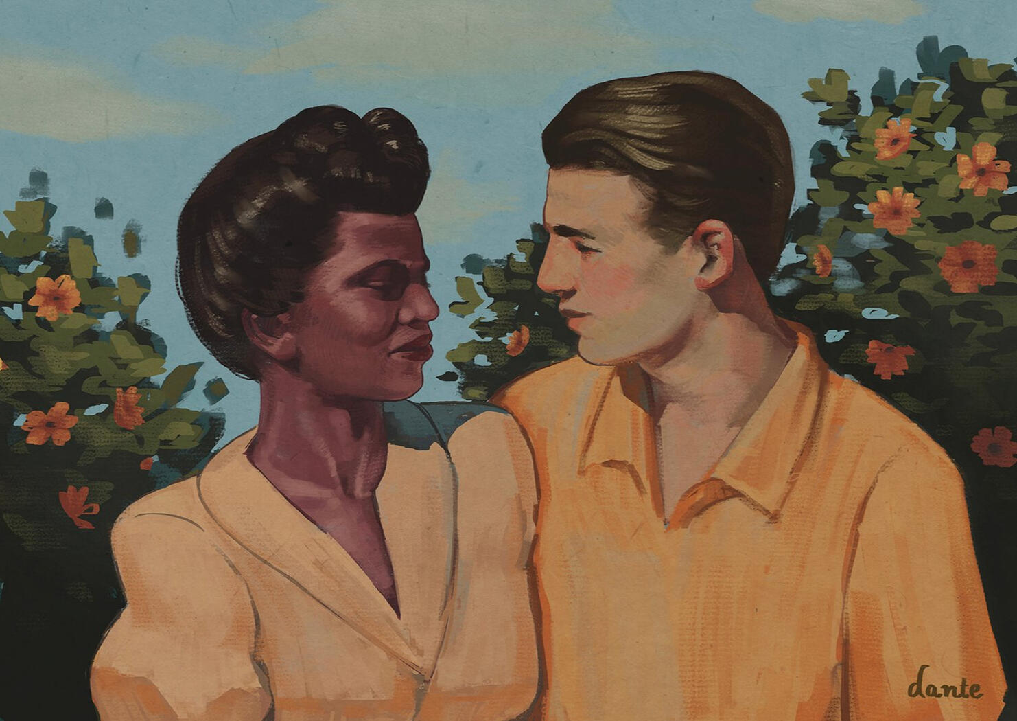 Netch & Nib: Digital Artwork inspired by a non-fiction book, "Enemies in Love: A German POW, a Black Nurse, and an Unlikely Romance" by Alexis Clark.
