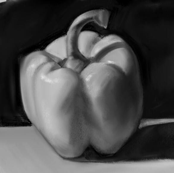 Value Study of Bell Pepper, 2024, Digital Art